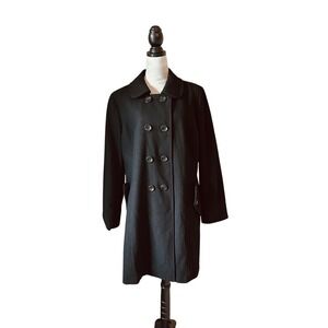BGSD Women Mea Wool Blend Walking Coat with Removable Hood (Also available in Plus Size and Petite), Navy Blue, X-Small